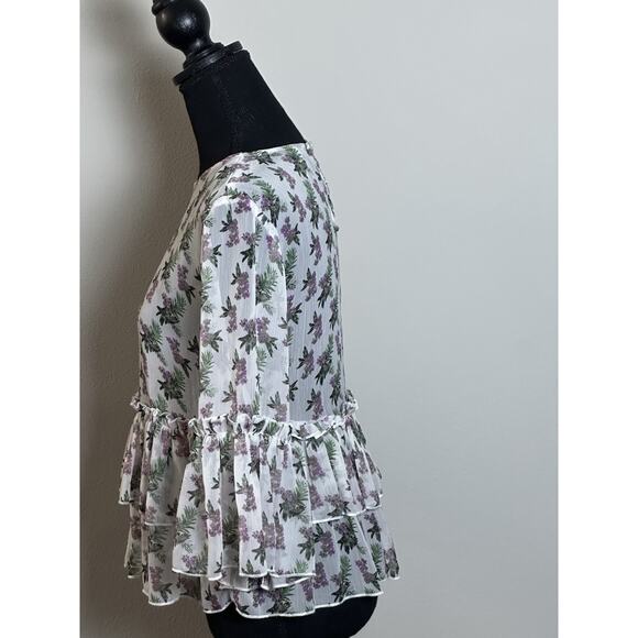 Buffalo David Bitton Women's Floral Print Top Size S Boho Flare Sleeve Top - Picture 7 of 16